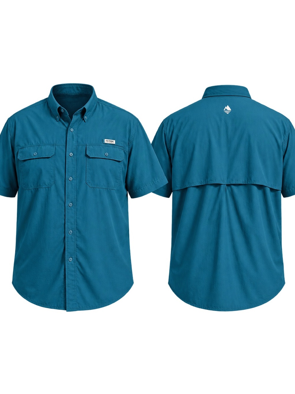 Men's Short-Sleeve Teal Button-Down Performance Shirt